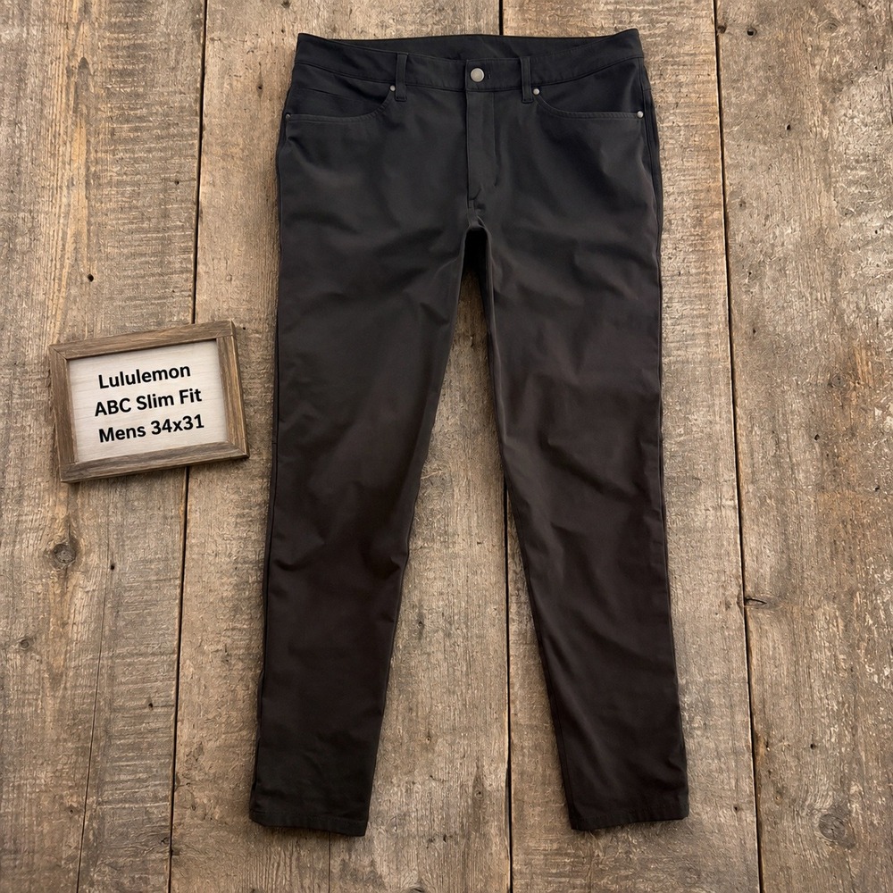 Lululemon ABC Slim Fit Pants Mens 34x31 Gray Warpstreme 5-Pocket Faded